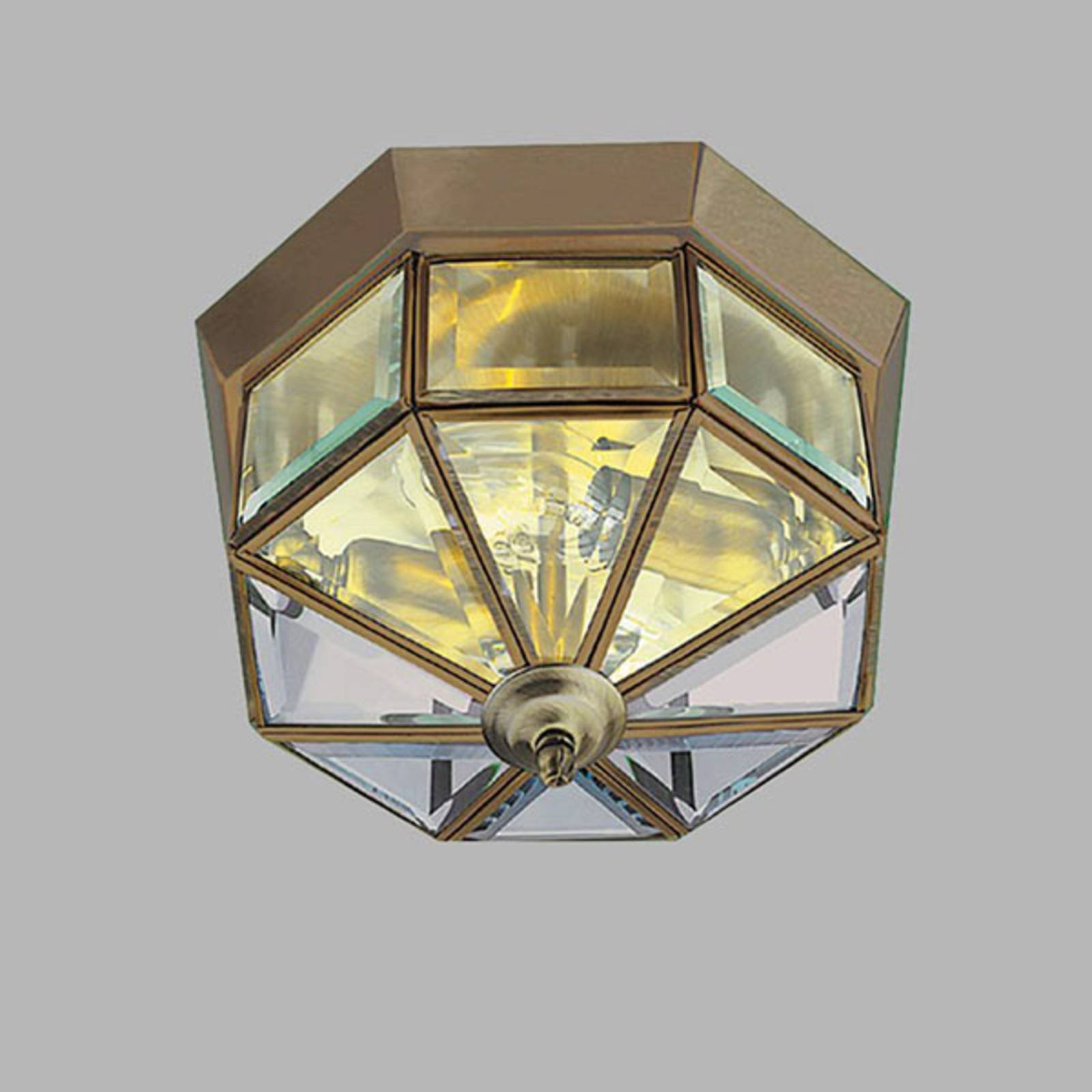 foto del prodotto searchlight plafoniera flush classica in ottone antico, ottagonale