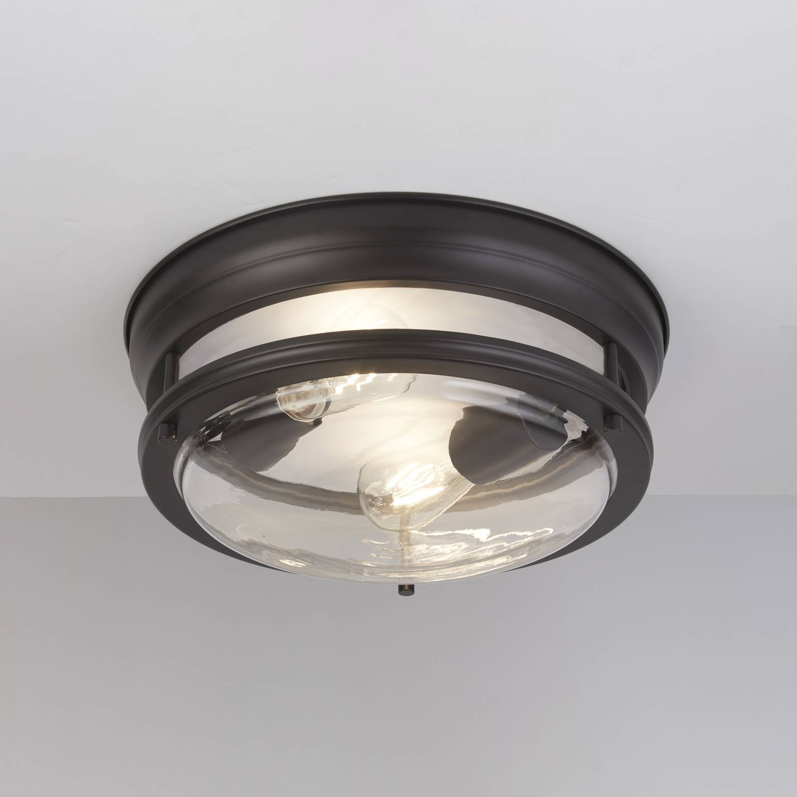 foto del prodotto searchlight plafoniera glasgow con paralume in vetro, ip44 nero