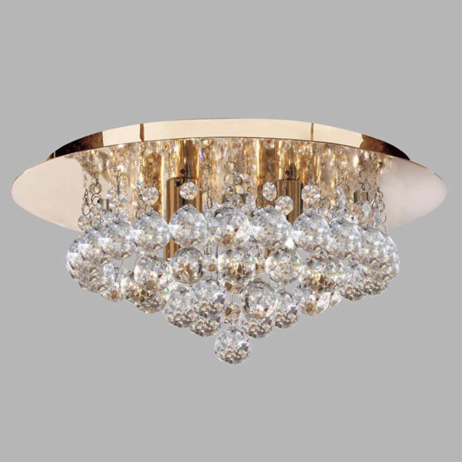 foto del prodotto searchlight plafoniera hanna con sfere di cristallo, oro 35 cm