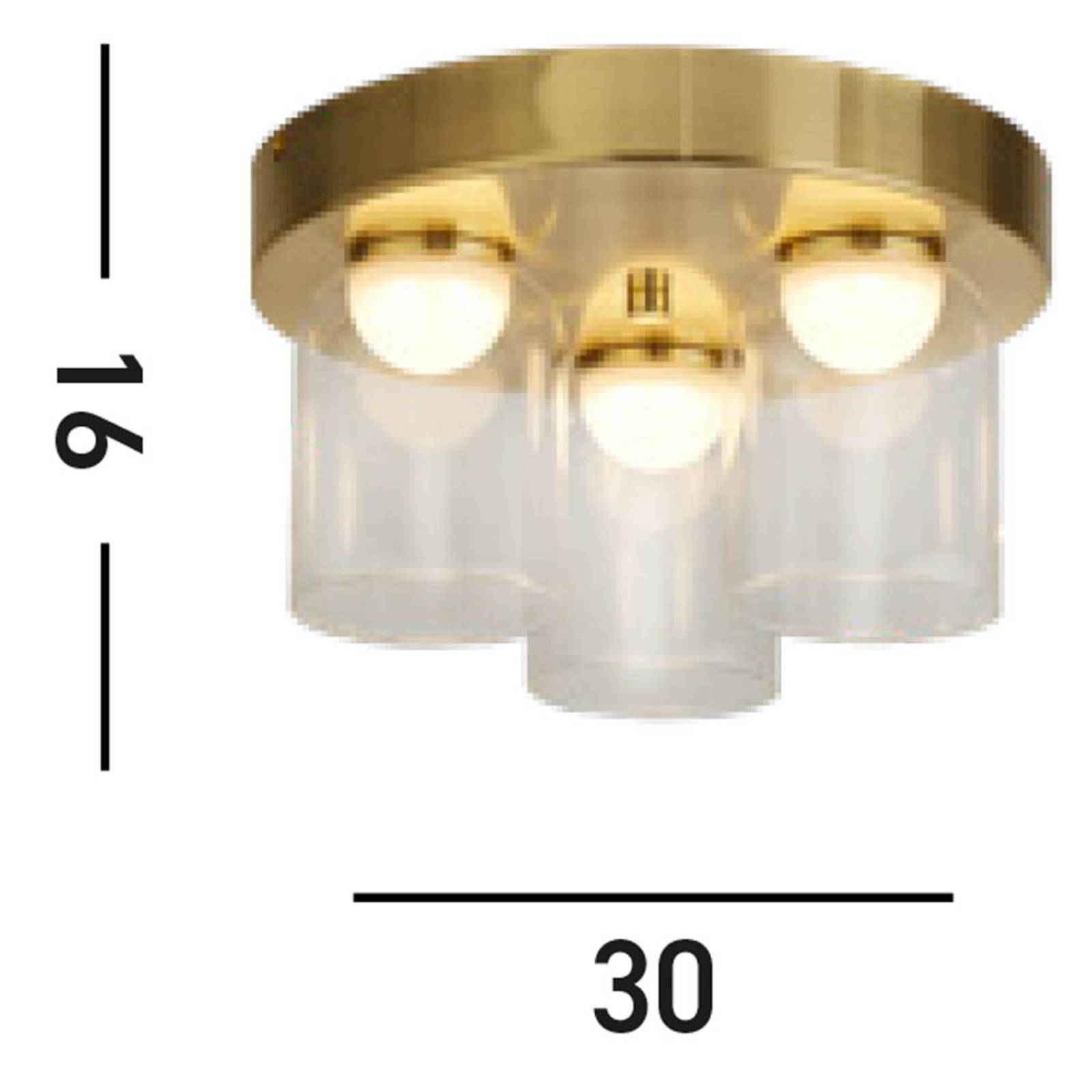 foto del prodotto searchlight plafoniera led highball, colore ottone, ip44, vetro