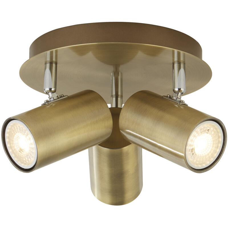 foto del prodotto searchlight plafoniera moderna meteora acciaio ottone 3 luci gu10