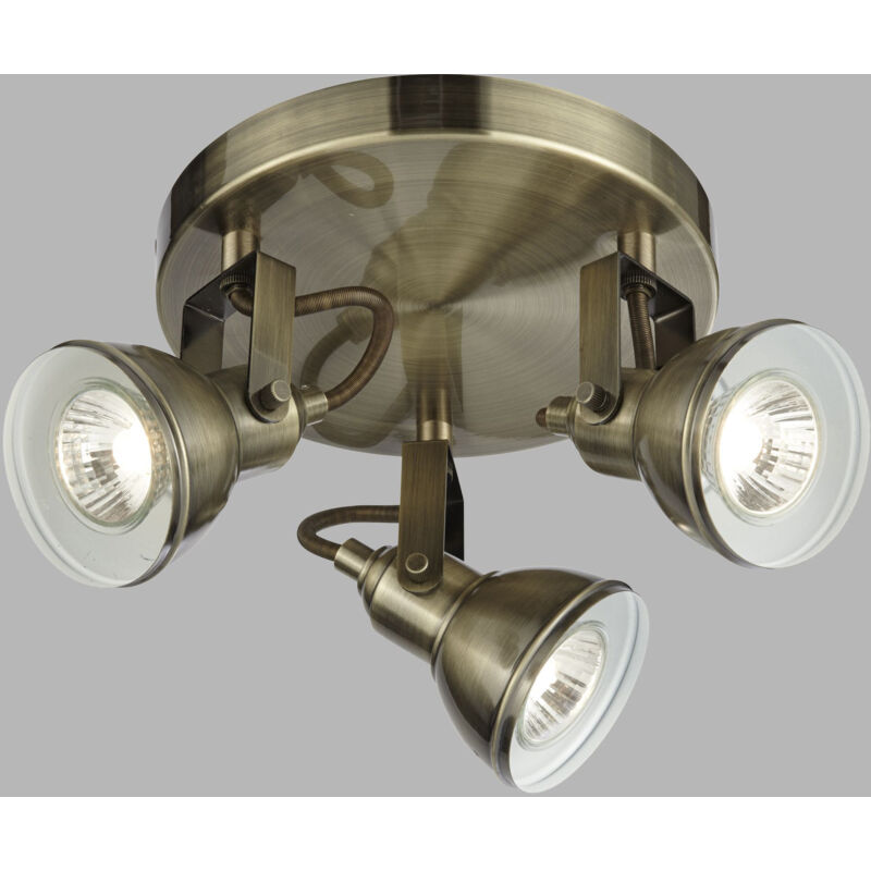 foto del prodotto searchlight plafoniera tonda contemporanea focus spotlight acciaio adjustable 3 luci gu10