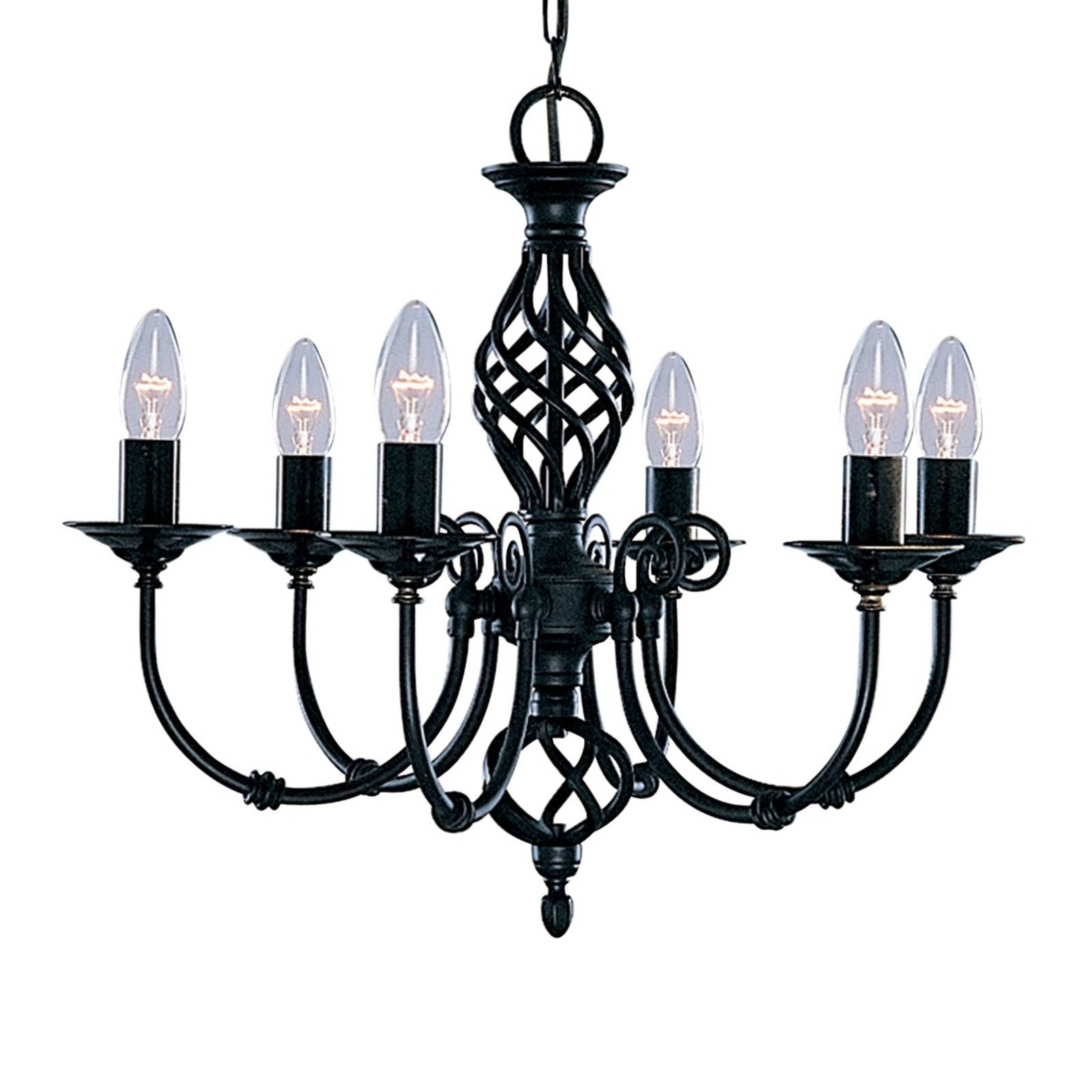 foto del prodotto searchlight raffinato lampadario zanzibar, 6 luci nero