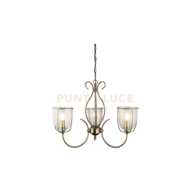 foto del prodotto searchlight silhouette 3lt pendant metallo ottone anticato e vetro seminato