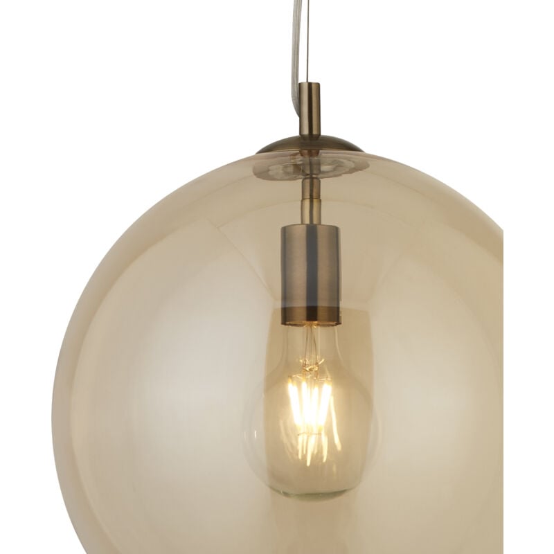 foto del prodotto searchlight sospensione contemporanea balls acciaio adjustable vetro ambra 1 luce e27