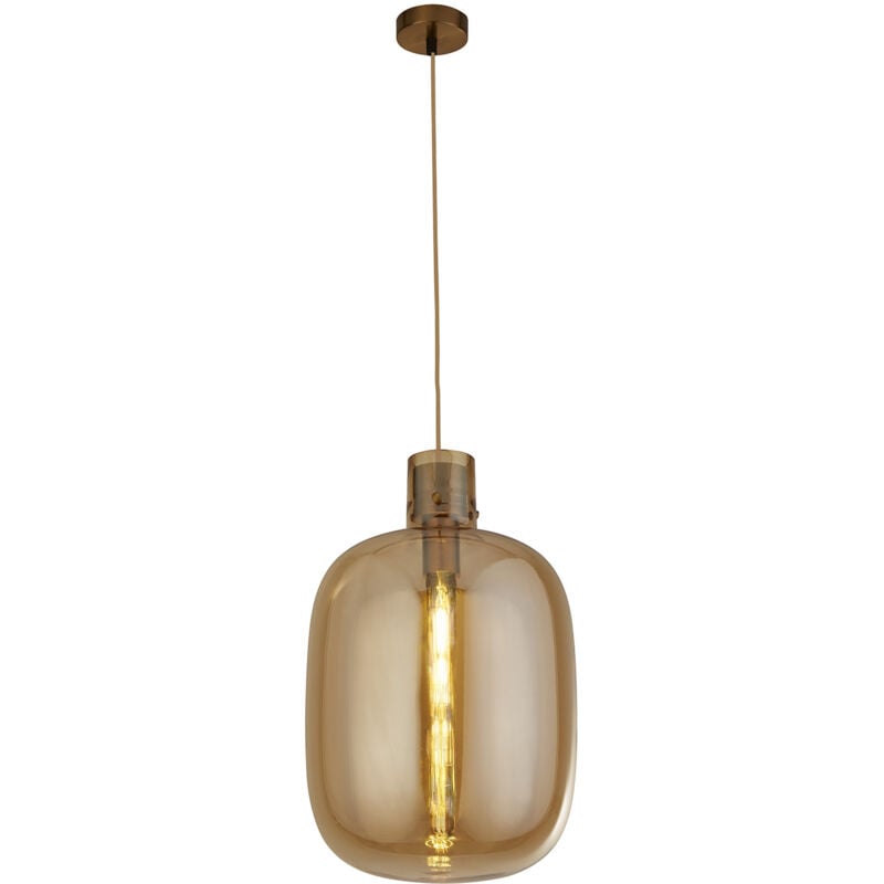 foto del prodotto searchlight sospensione contemporanea barile acciaio ottone vetro 1 luce e27