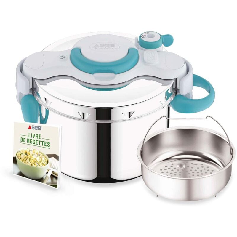 foto del prodotto seb clipsominut easy 9 l, manici pieghevoli, pentola a induzione e libro 100 ricette, pentola a pressione in acciaio inox, facile da usare, made