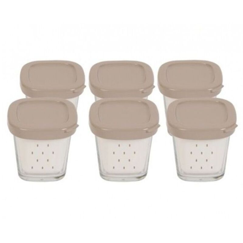 foto del prodotto seb scatola di 6 vasetti di yogurt in vetro con coperchio e sgocciolatoio yogurtiera, formaggiera 2551093007000006718