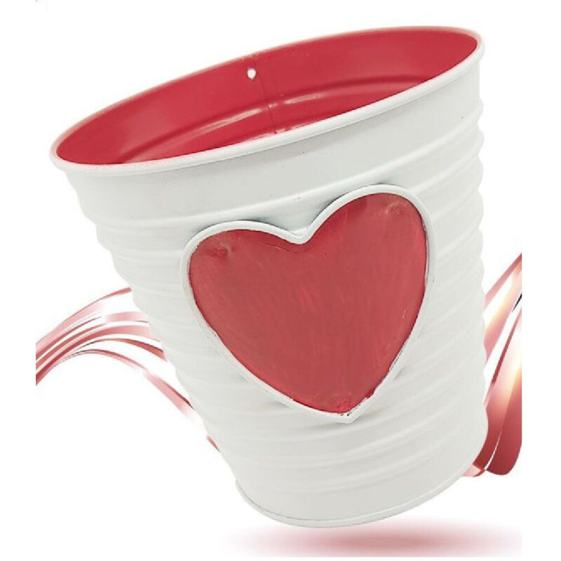 foto del prodotto secchiello decorativo cuore rosso in latta 14 cm idea regalo san valentino 92287 - - trade shop traesio