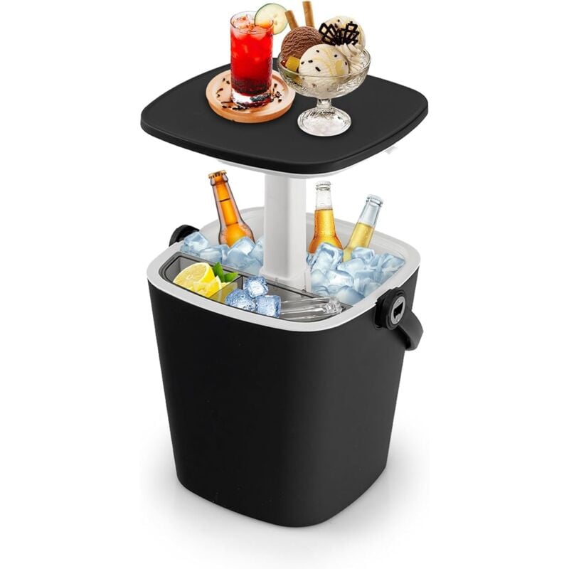 foto del prodotto secchiello ghiaccio 15 l, cool bar portaghiaccio, 3 in 1 tavolino da tavolo bar, con maniglia, apribottiglie e coperchio sollevabile, per piscina,