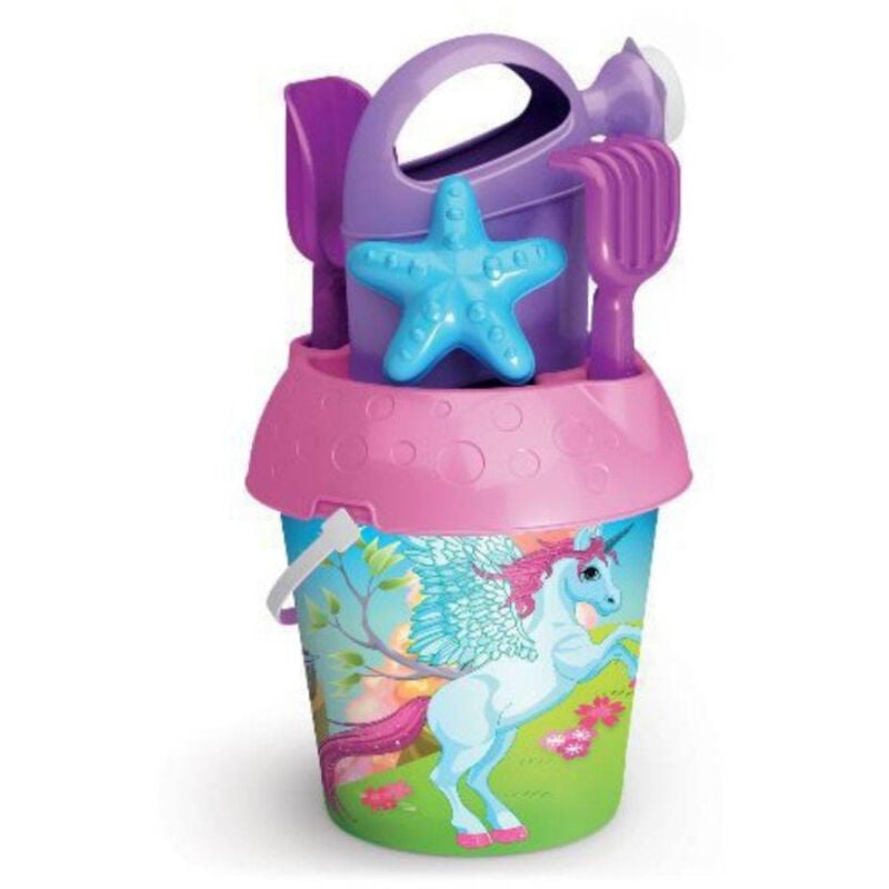foto del prodotto secchiello unicorno 18 cm gioco mare sabbia con formine paletta innaffiatoio trade shop traesio