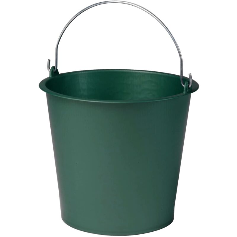 foto del prodotto secchio agricolo in plastica da 10 l, con manico in metallo, diametro 28 x altezza 24,5 cm, verde