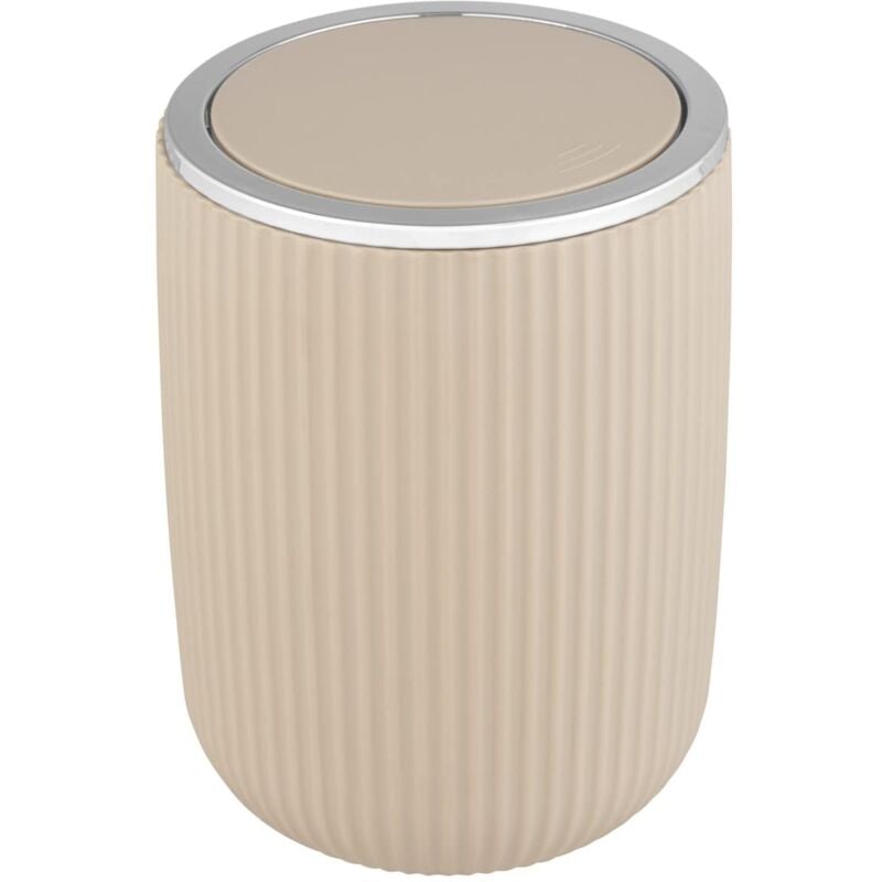 foto del prodotto secchio con coperchio oscillante agropoli s beige, 2 litri, secchio per bagno, pattumiera in plastica di qualità, modellatura plastica e superficie strutturata, ø 14,5 x 20 cm - wenko