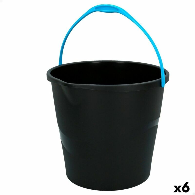 foto del prodotto secchio con manico colorbaby nero 10 l 29,5 x 26 x 28,5 cm 6 unit 