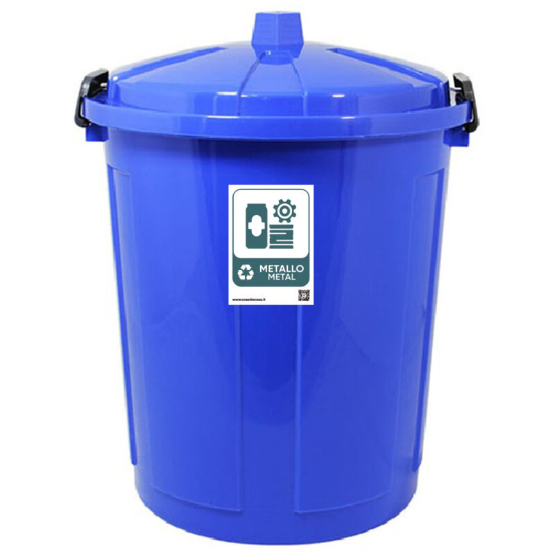 foto del prodotto secchio contenitore pattumiera raccolta differenziata del metallo bidone 21lt blu per casa cucina giardino terrazza coperchio a chiusura