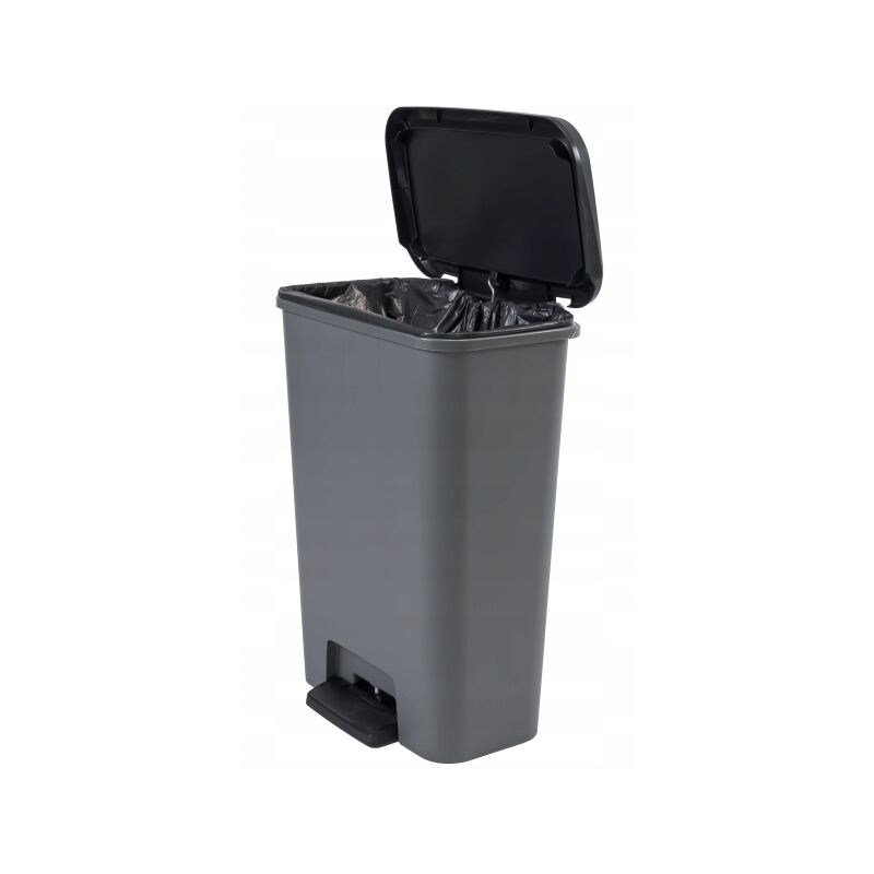 foto del prodotto secchio contenitore per rifiuti da 50 litri con pedale grigio forte curvatore