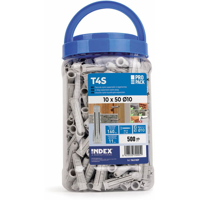 foto del prodotto secchio di tasselli a espansione quadrupla per tutti i tipi di materiali nylon 6 x 30 secchio da 1000
