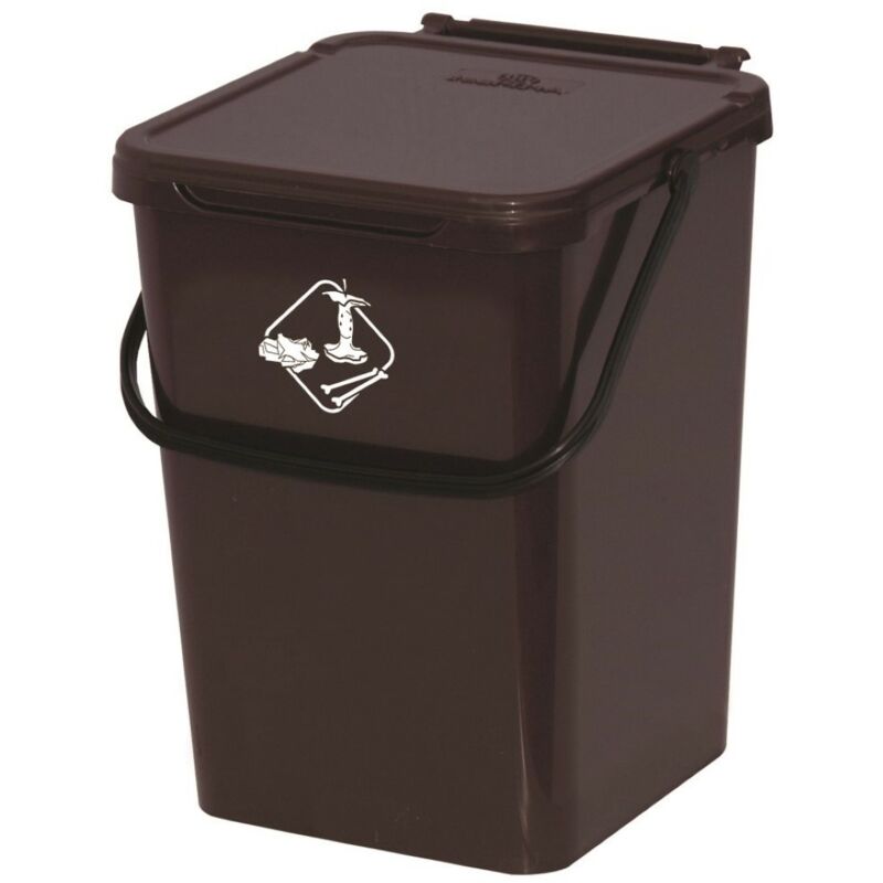 foto del prodotto secchio differenziata plastica marrone con coperchio 10 lt art plast