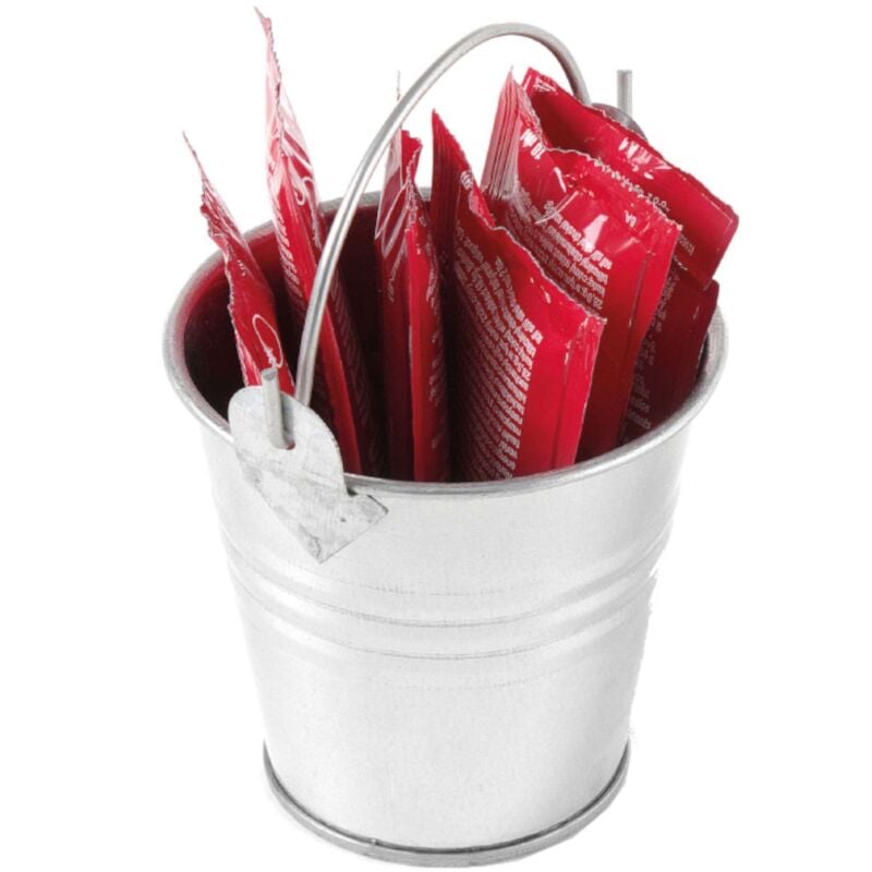 foto del prodotto secchio in acciaio in miniatura con manico, diametro 70 mm