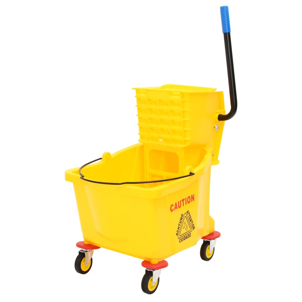 foto del prodotto secchio mocio con strizzatoio e ruote giallo 36 l polipropilene cod mxl 79017