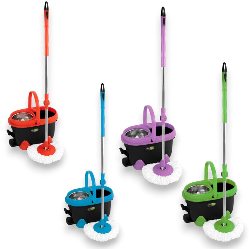 foto del prodotto secchio mop lavapavimenti mocio con cestello girevole per tutti i tipi di pavimentazione spin mop 360 gi style