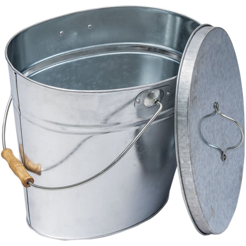 foto del prodotto secchio per cenere in metallo zincato werka pro con coperchio e manico