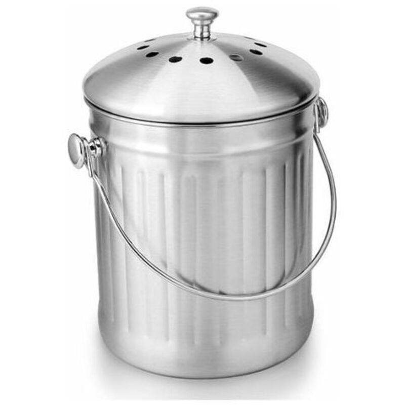 foto del prodotto secchio per compost da cucina inodore in acciaio inossidabile contenitore per compost da cucina include filtri al carbone di ricambio acciaio