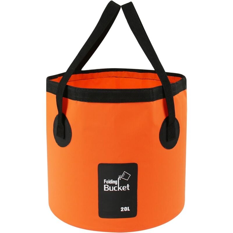 foto del prodotto secchio pieghevole da 20 litri secchio pieghevole portatile, secchio per autolavaggio, adatto per campeggio, escursionismo, pesca, viaggi, arancione