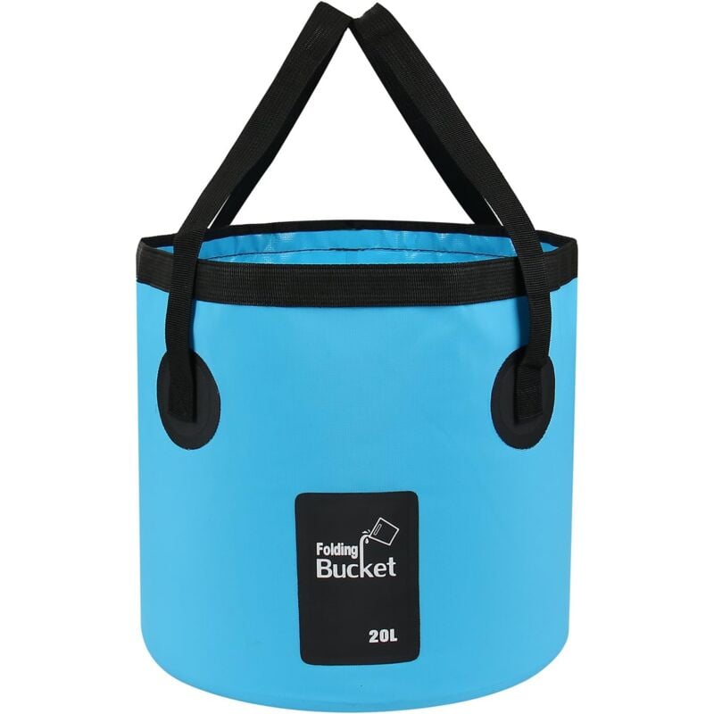 foto del prodotto secchio pieghevole da 20 litri secchio pieghevole portatile, secchio per autolavaggio, adatto per campeggio, escursionismo, pesca, viaggi, blu