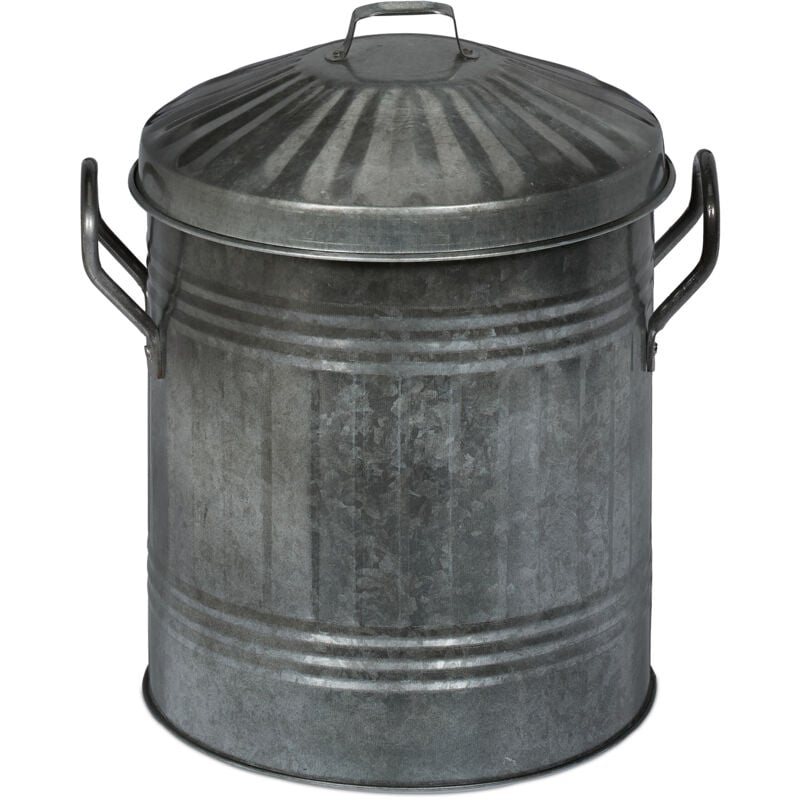 foto del prodotto secchio raccogli cenere con coperchio, cestello da 10 l per carbone, secchiello per camino e stufa, argentato relaxdays