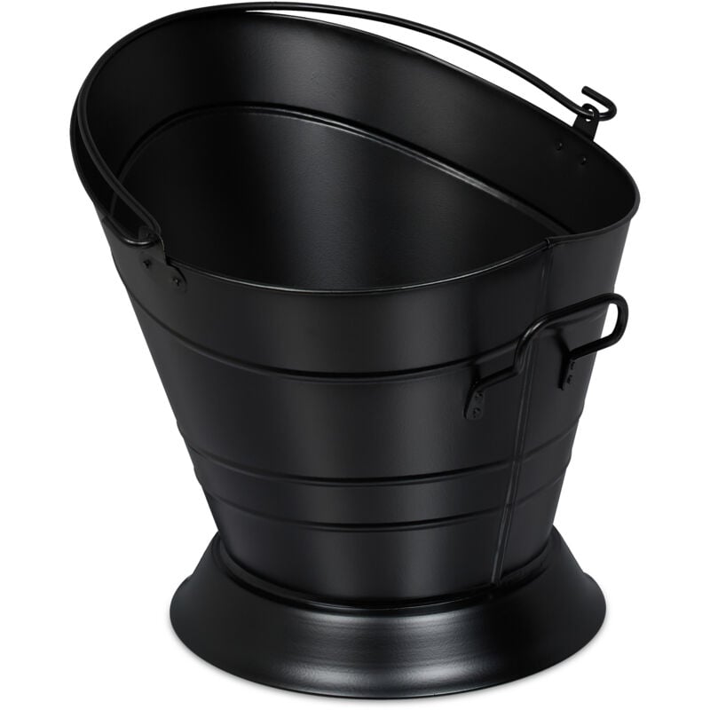 foto del prodotto secchio raccogli cenere con manico, cestello da 6 l per carbone, secchiello per camino e stufa, ferro, nero relaxdays