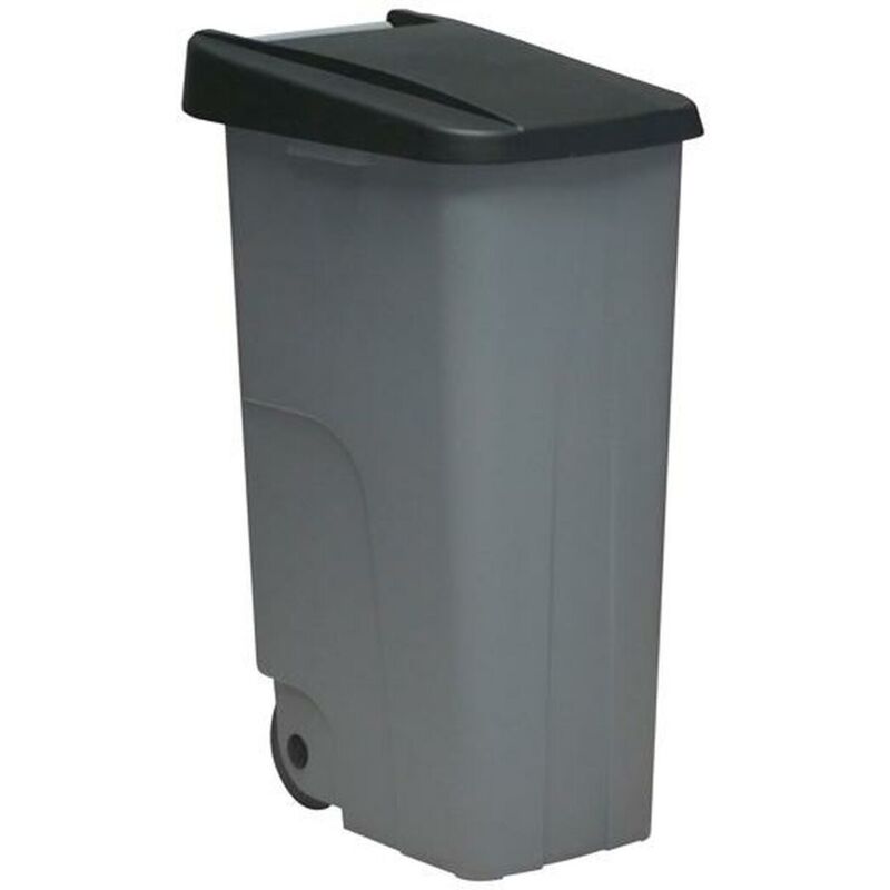 foto del prodotto secchio spazzatura con ruote denox nero grigio 110 l