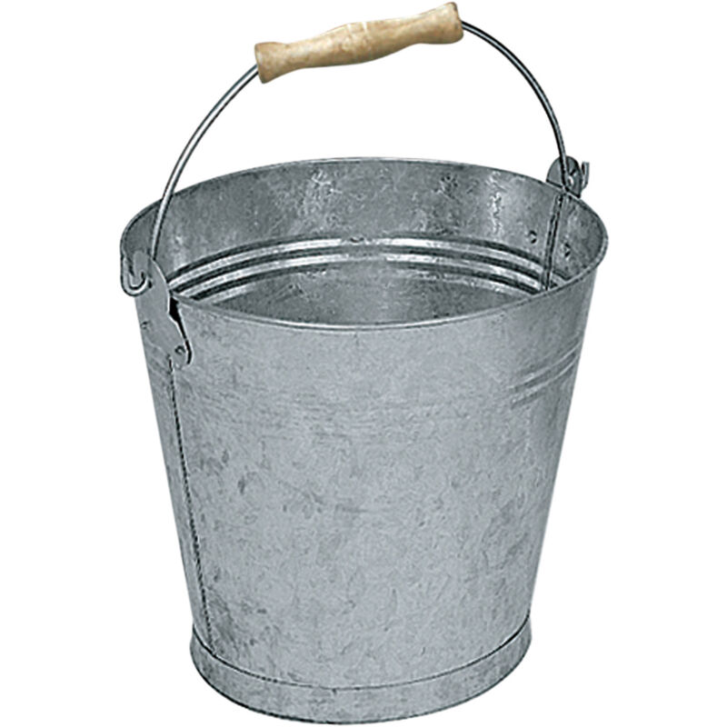 foto del prodotto secchio zincato da 10 lt diametro cm 20 x h 29 cm per cenere viva per camino stufe caminetto