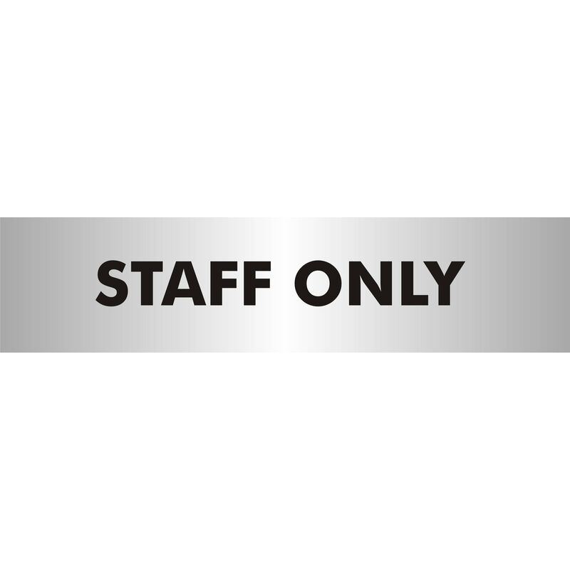 foto del prodotto seco cartello con scritta staff only, 190 x 45 mm, 2 mm, effetto alluminio spazzolato, acrilico