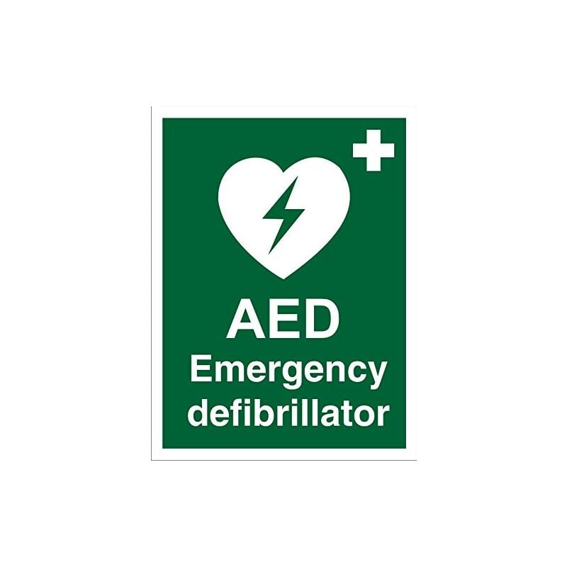 foto del prodotto seco cartello di emergenza per defibrillatore aed, 200 mm x 300 mm, in vinile autoadesivo