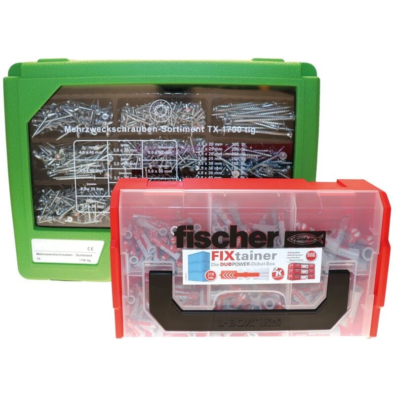 foto del prodotto secotec 118500217 fischer set di tasselli e viti, colore verde rosso