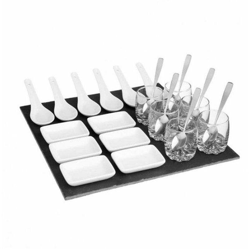 foto del prodotto secret de gourmet set da antipasto 25 pezzi con base in ardesia