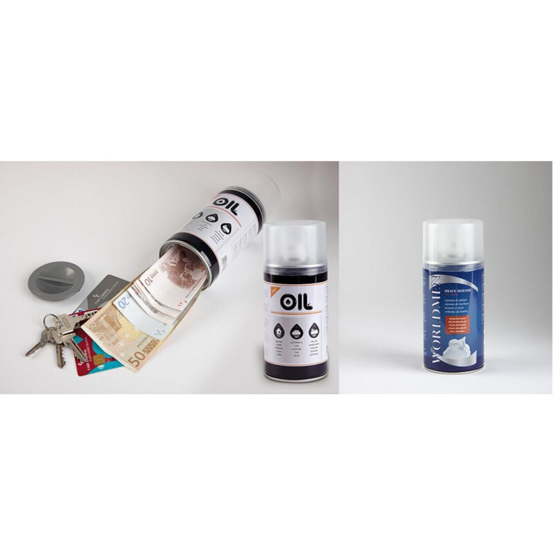 foto del prodotto secret spray contenitore portasoldi a forma di bomboletta spray arregui c9362
