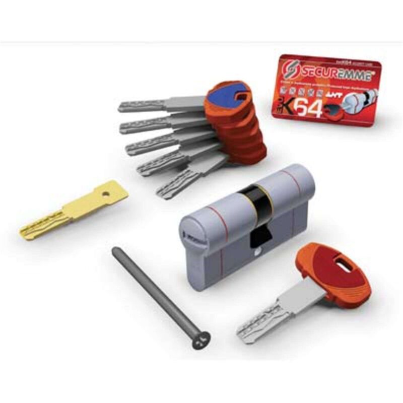 foto del prodotto securemme - cilindro sagomato evo k64 36-c hand ott.nich.satin chiavi 5 mm 102 51 51