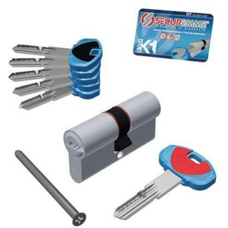 foto del prodotto securemme - cilindro sagomato profilo europeo evok1 1+5 chiavi 0k11 serie 3100 - mm.40x70 (3101ccs40701x5) 10 pezzi