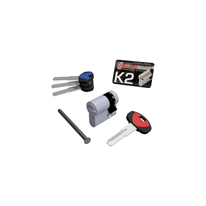 foto del prodotto securemme cilindro sagomato profilo europeo k2 1 3 chiavi 0ck2 serie 3200 m mm.30x10 cromo satinato