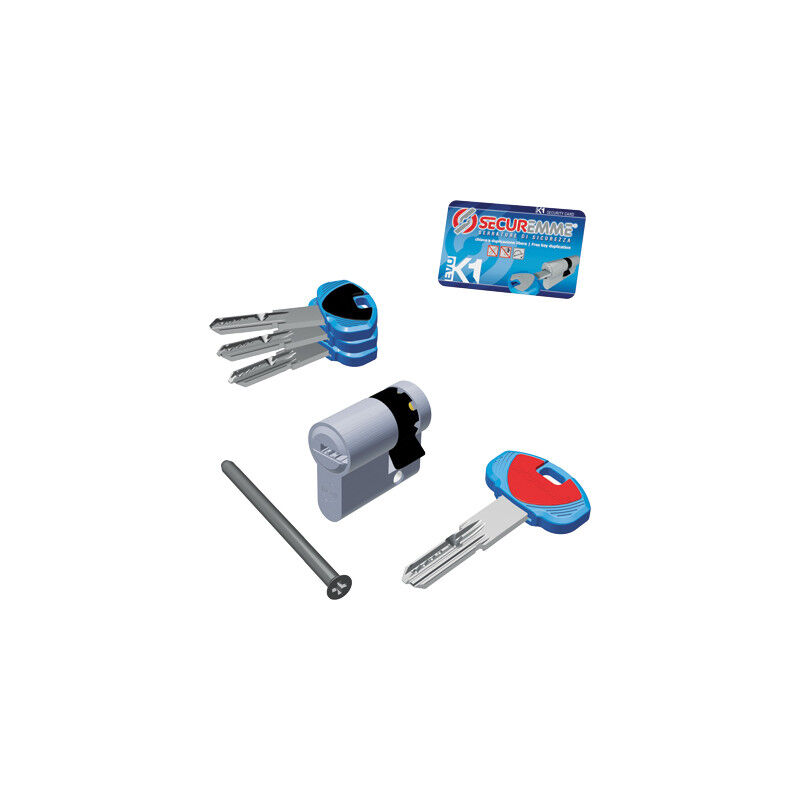 foto del prodotto securemme mezzo cilindro sagomato evo k1 3100 m cromo satinato chiavi 3 mm 40 30 10 ka