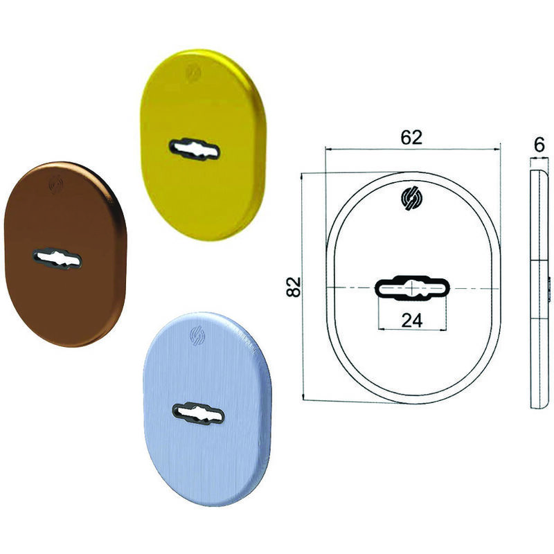foto del prodotto securemme mostrina interna esterna doppia mappa serie t mm.62x82x6 ottone lucido 4301kol 