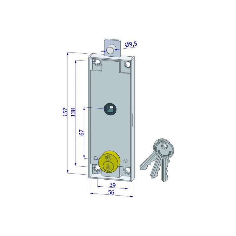foto del prodotto securemme serratura per basculante cilindro tondo 2290 2290xzb2008xx3 