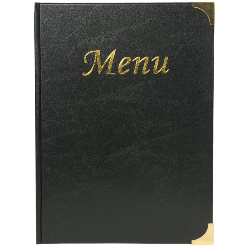 foto del prodotto securit porta menu linea basic per caff , ristoranti, bar formato a4 4 inserti fissi pvc colore nero