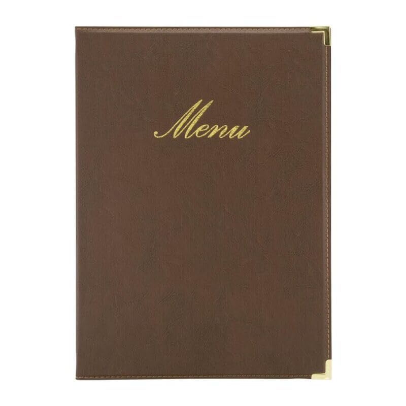 foto del prodotto securit porta menu linea classic per caff , ristoranti, bar similpelle formato a4 1 doppio inserto incluso colore marrone