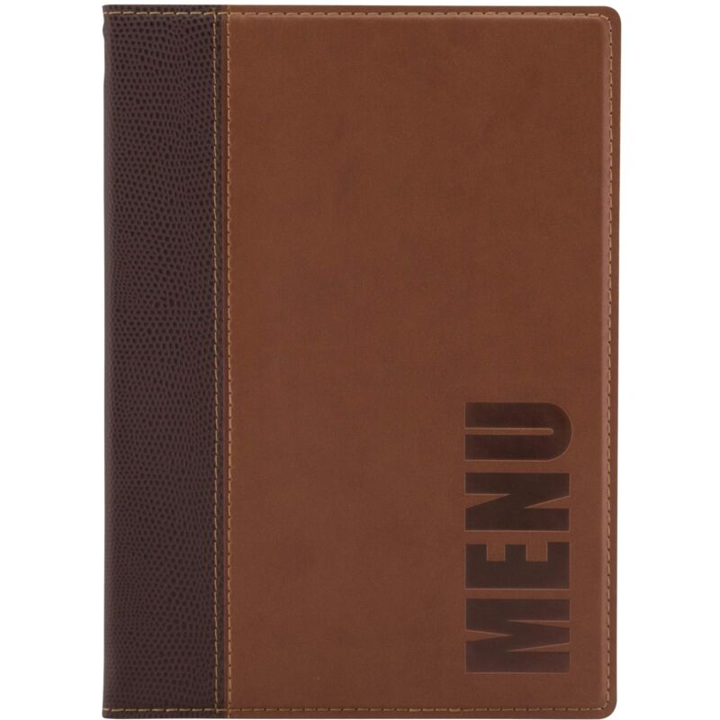 foto del prodotto securit porta menu linea trendy per caff , ristoranti, bar similpelle formato a5 1 doppio inserto incluso colore marrone