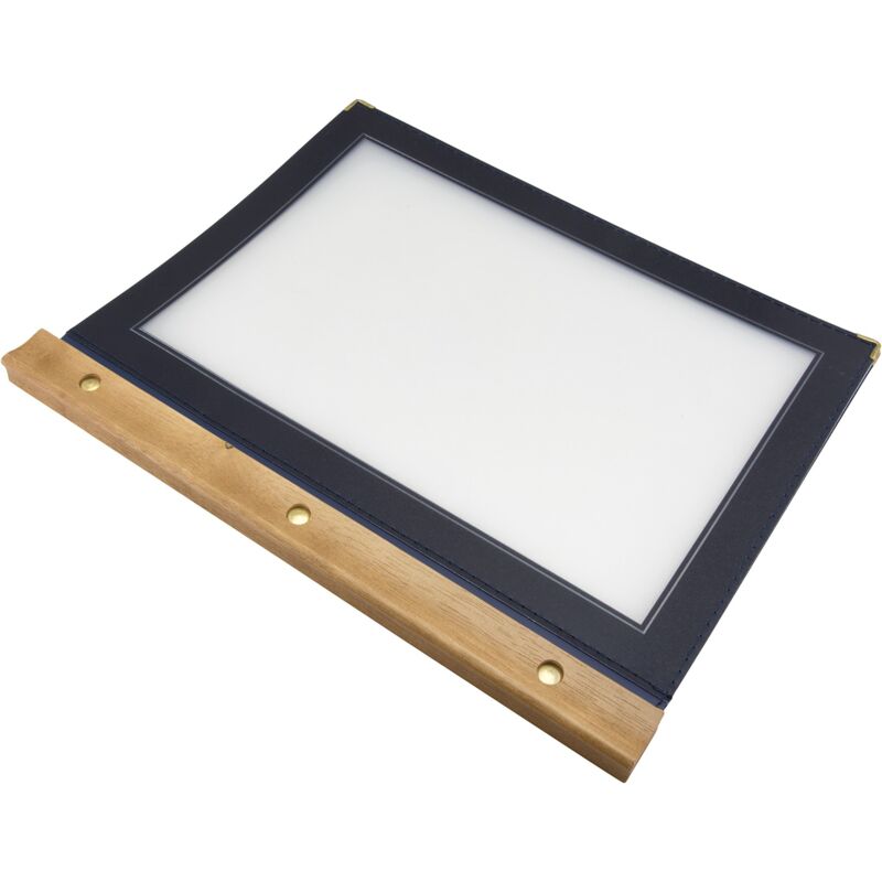 foto del prodotto securit porta menu linea wood per caff , ristoranti, bar formato a4 2 doppio inserti inclusi colore blu