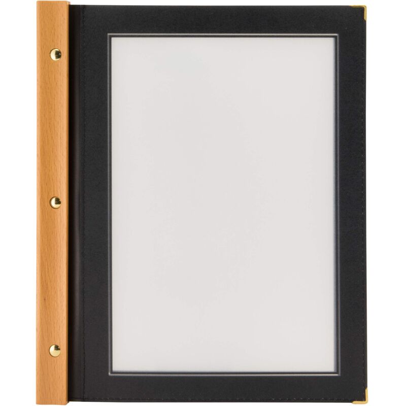 foto del prodotto securit porta menu linea wood per caff , ristoranti, bar formato a4 2 doppio inserti inclusi colore nero