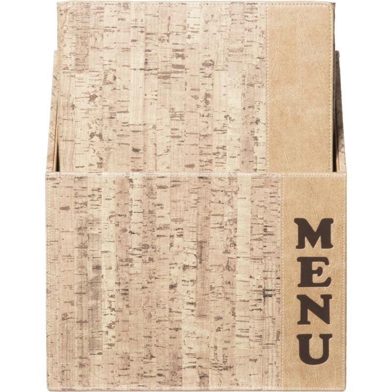 foto del prodotto securit set da 10 porta menu a4 linea design box inclusa per caff , ristoranti, bar similpelle stile sughero colore beige